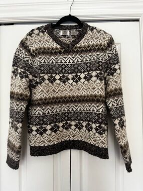 Vintage Cottagecore Women’s M Wool Blend Ski Sweater Neutral